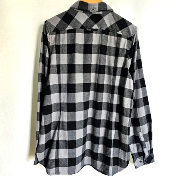 🇨🇦 Roots Spruce Lake Long Sleeve Grey & Black Plaid Flannel Button Shirt - Picture 12 of 16